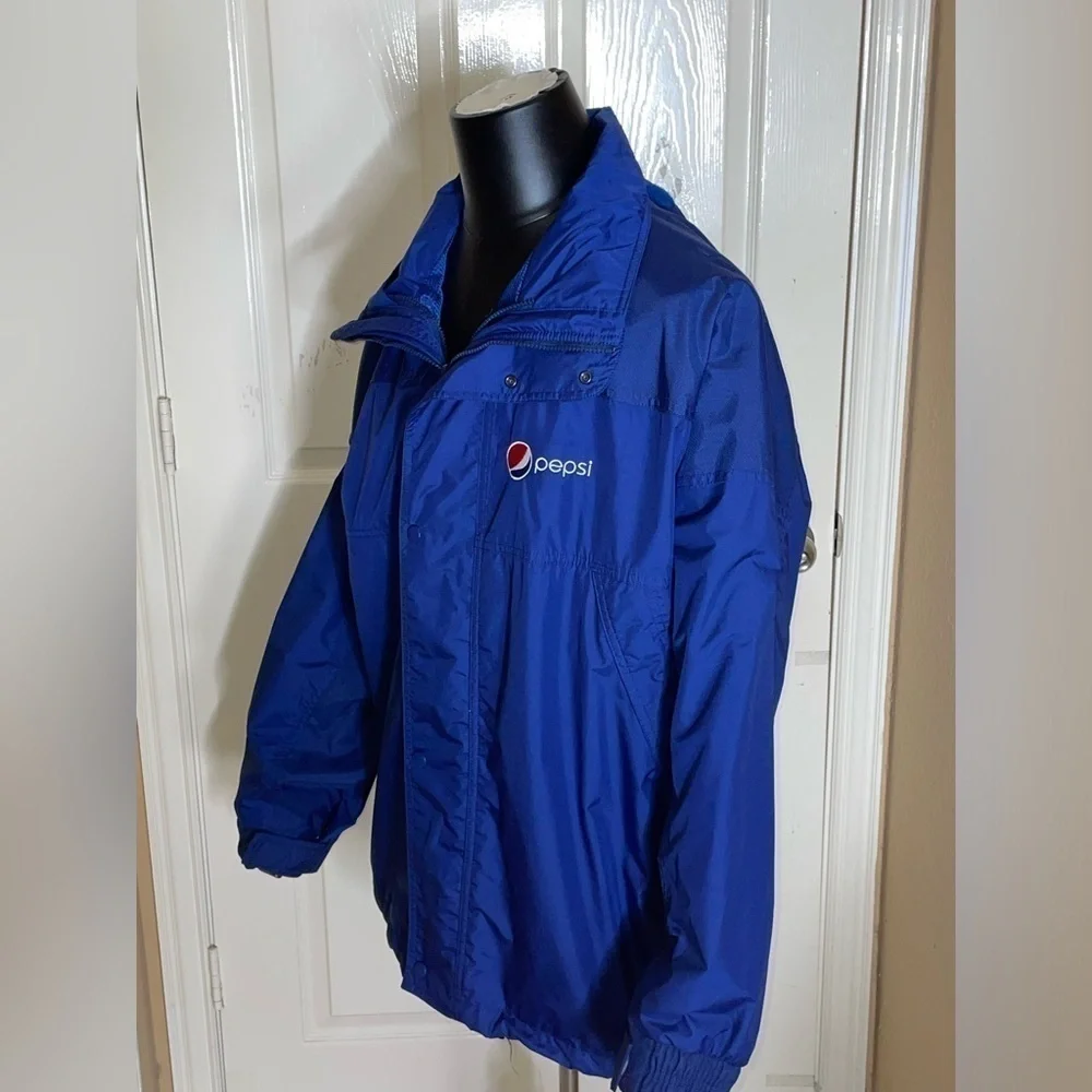 Pepsi Cola Jacket Adult XLarge Navy Full Zip Hooded Lined Aramark Uniform Coat  - Picture 2 of 12